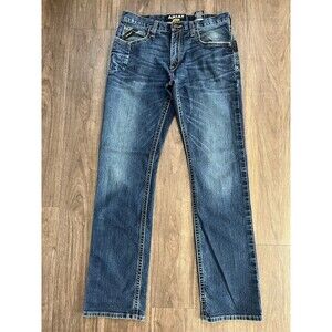 Ariat Rebar M4 Jeans Mens 34x38 Low Rise Boot Cut Carpenter Work Pants Dark Blue